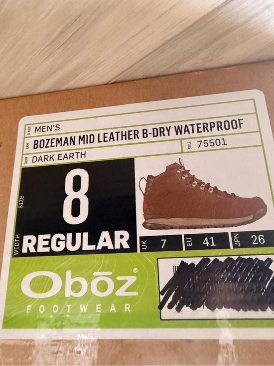 Oboz Bozeman Mid B-Dry Waterproof Hiking Boots Brown Men’s Size 8 EU 41